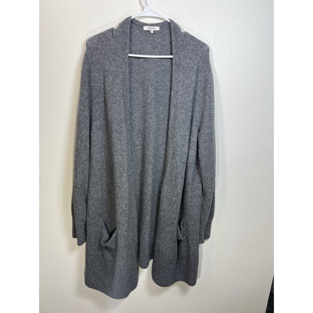 Madewell Ryder Cardigan Women 2X Gray Open Merino Wool Alpaca Blend Career